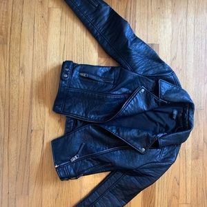 Faux leather top shop denim jacket -only worn once